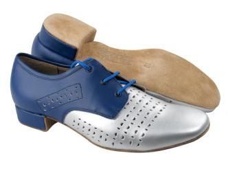dansschoenen zilver en donkerblauw leder  